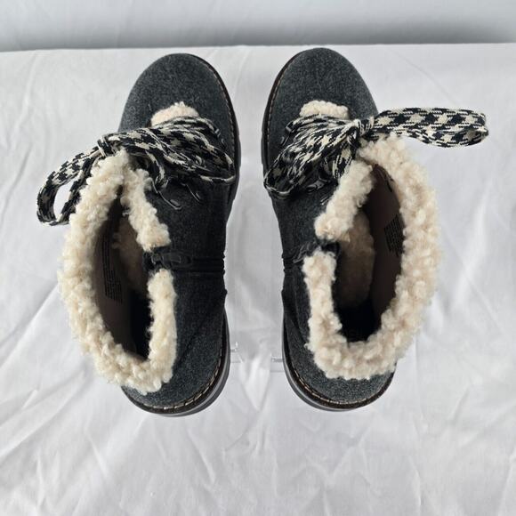 Madden NYC Boots Women's 11 Hiker Wedge ECO LUX Charcoal Grey Foam Insoles NWT - Picture 13 of 15